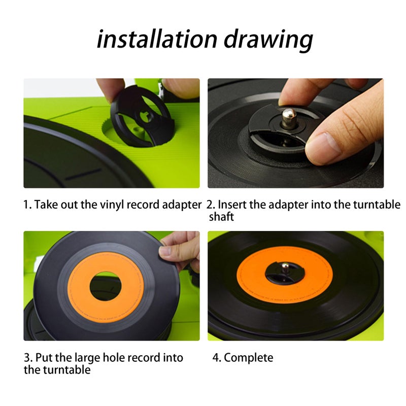 Lovermusic Black 7 Inch 45 RPM ABS Vinyl Record Centre-Hole Adapter for Turntables Record - Image 4